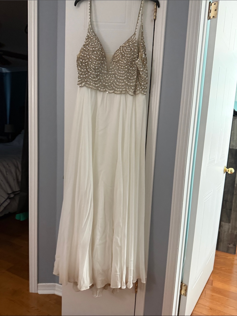 Lulu's Ivory Gown with Beaded Gold Bodice